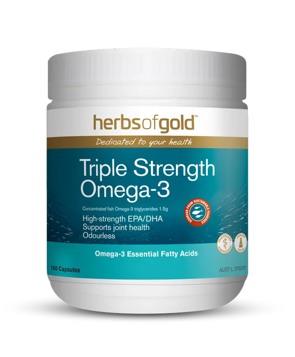 HERBS OF GOLD Triple Strength Omega 3 Capsules 150