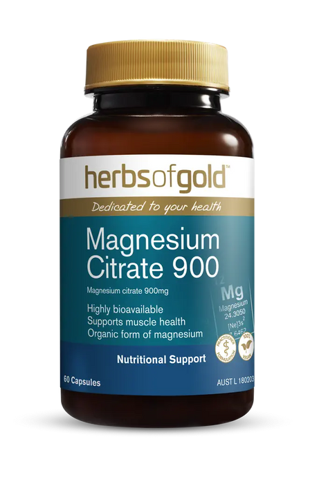 HERBS OF GOLD Magnesium Citrate 900 Capsules 60