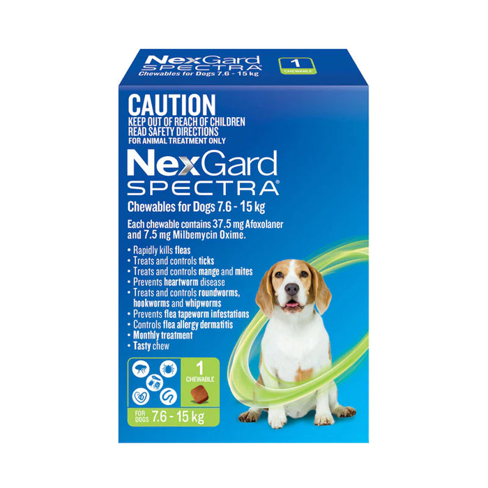 NexGard Spectra GREEN Dogs (7.6kg-15kg) 1