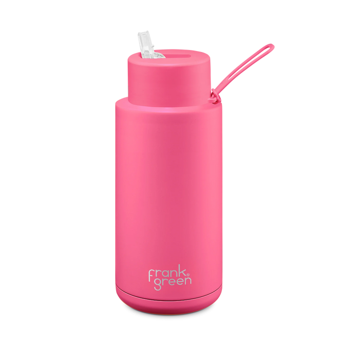 Frank Green NEON Insulated Water Bottle with Straw Lid 34oz