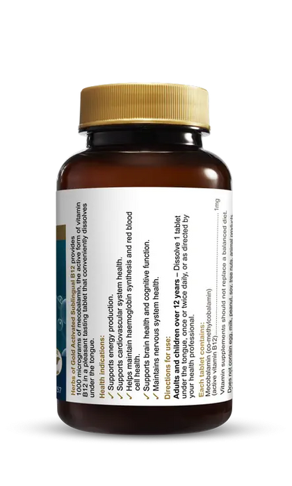 HERBS OF GOLD Activated B12 Sublingual Tablets 75