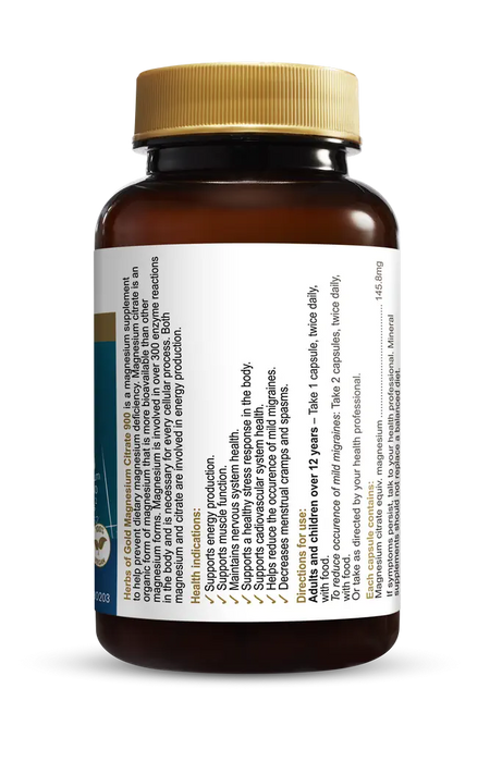 HERBS OF GOLD Magnesium Citrate 900 Capsules 60