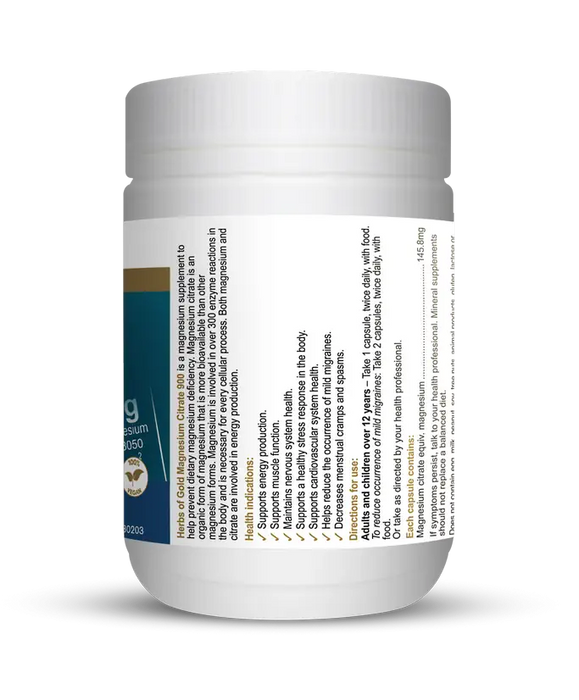 HERBS OF GOLD Magnesium Citrate Capsules 120