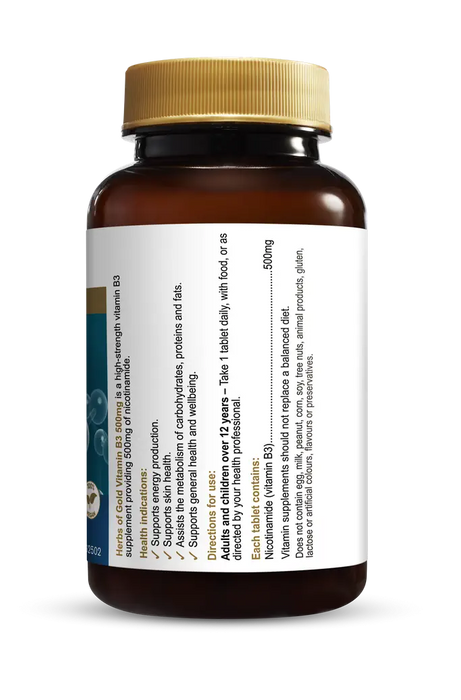 HERBS OF GOLD Vitamin B3 500mg Tablets 60