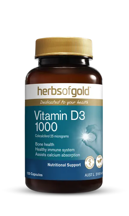 HERBS OF GOLD Vitamin D 1000IU Capsules 120