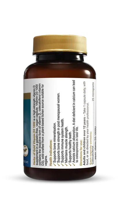 HERBS OF GOLD Vitamin D 1000IU Capsules 120