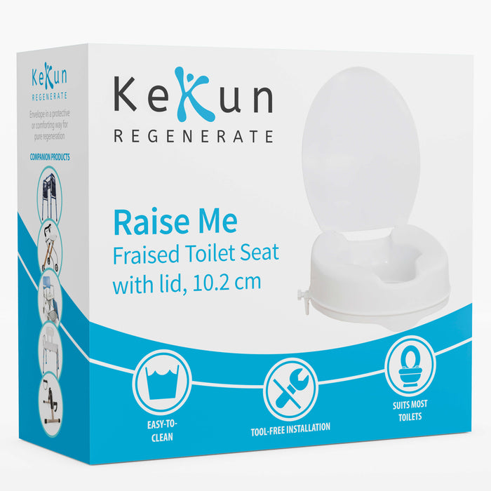 KEKUN (K770-626) Raise Me, Raised Toilet Seat With Lid, 10.2cm